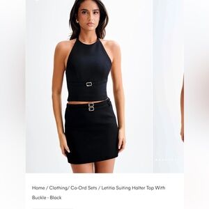 Meshki Letitia buckle halter top